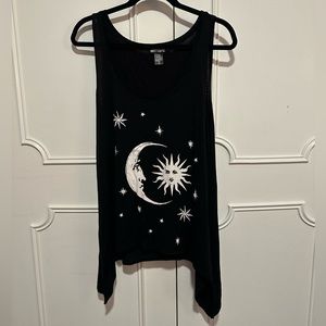 Sun and Moon Shark Bite Black Tank Top